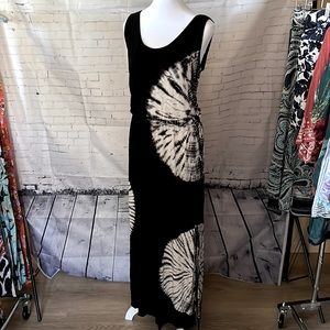 Maxi Dress INC XL Black off white tie dye and small rhinestone embellishments.